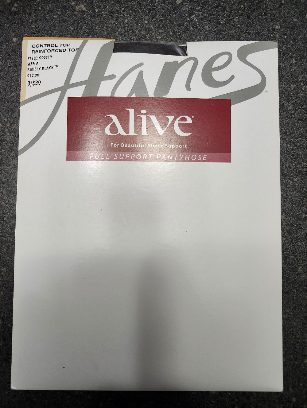 Hanes Alive Full Support Pantyhose - White and Red Packaging